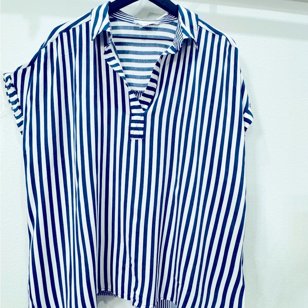 Jane and Delancy Blue Striped Top